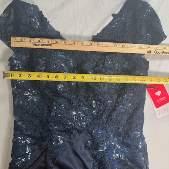 JJs House Womens Party Dress Navy Sequin Lace Knee Length Cap Sleeve 10 New - Picture 14 of 14